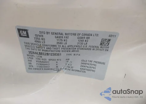 2011 Chevrolet Equinox Ls from USA, damaged, VIN 2GNALBEC2B1238361